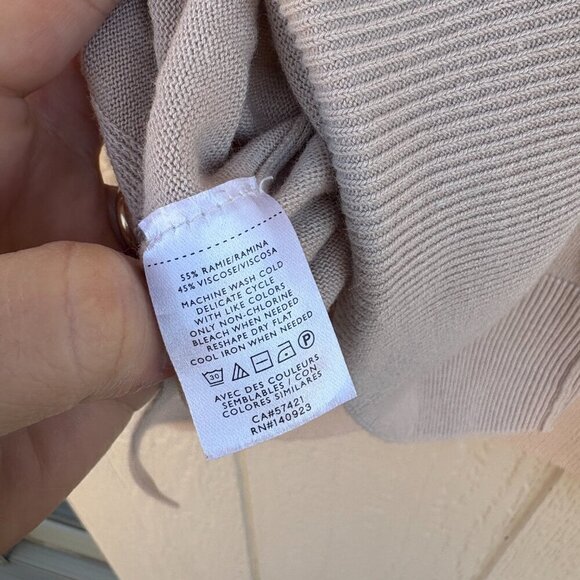 The Loft V-Neck Poncho Sweater Women's Small Beige Knit Boxy Lagenlook Comfort - Picture 4 of 9